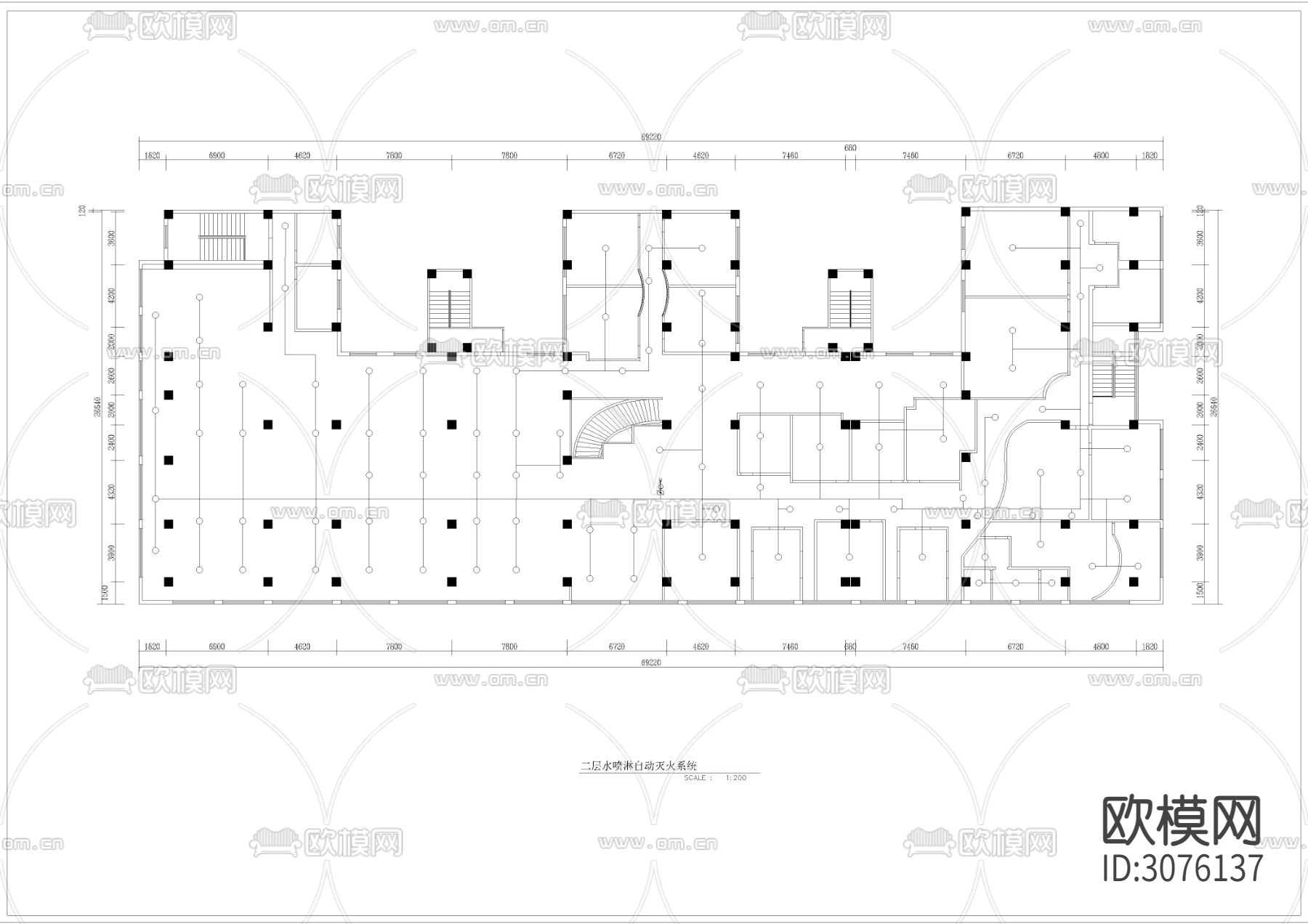 1850㎡餐厅cad平面图下载（渲染图4）