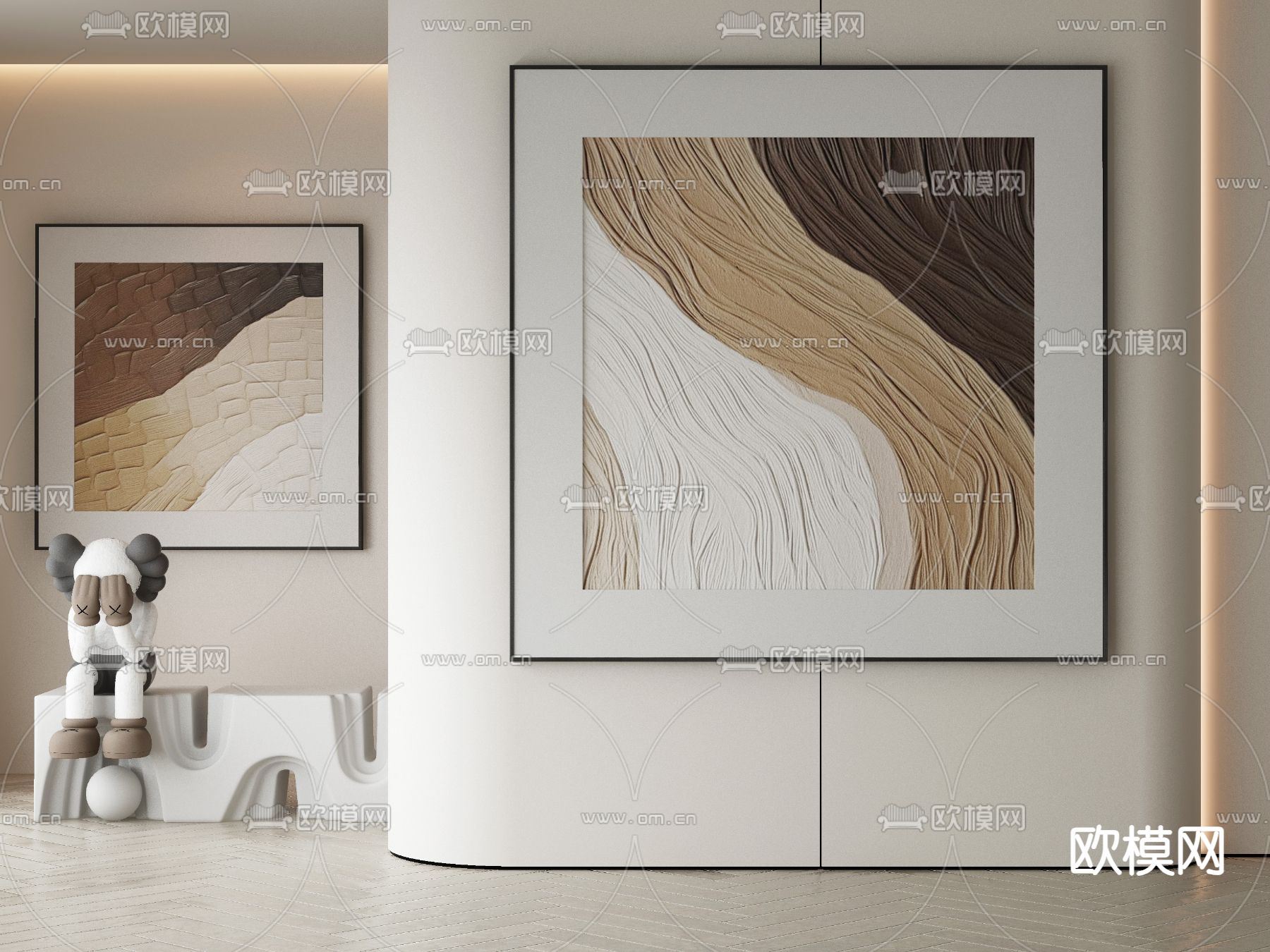 侘寂画 肌理画 装饰画3d模型下载