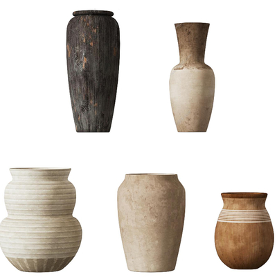  侘寂陶瓷摆件su模型 