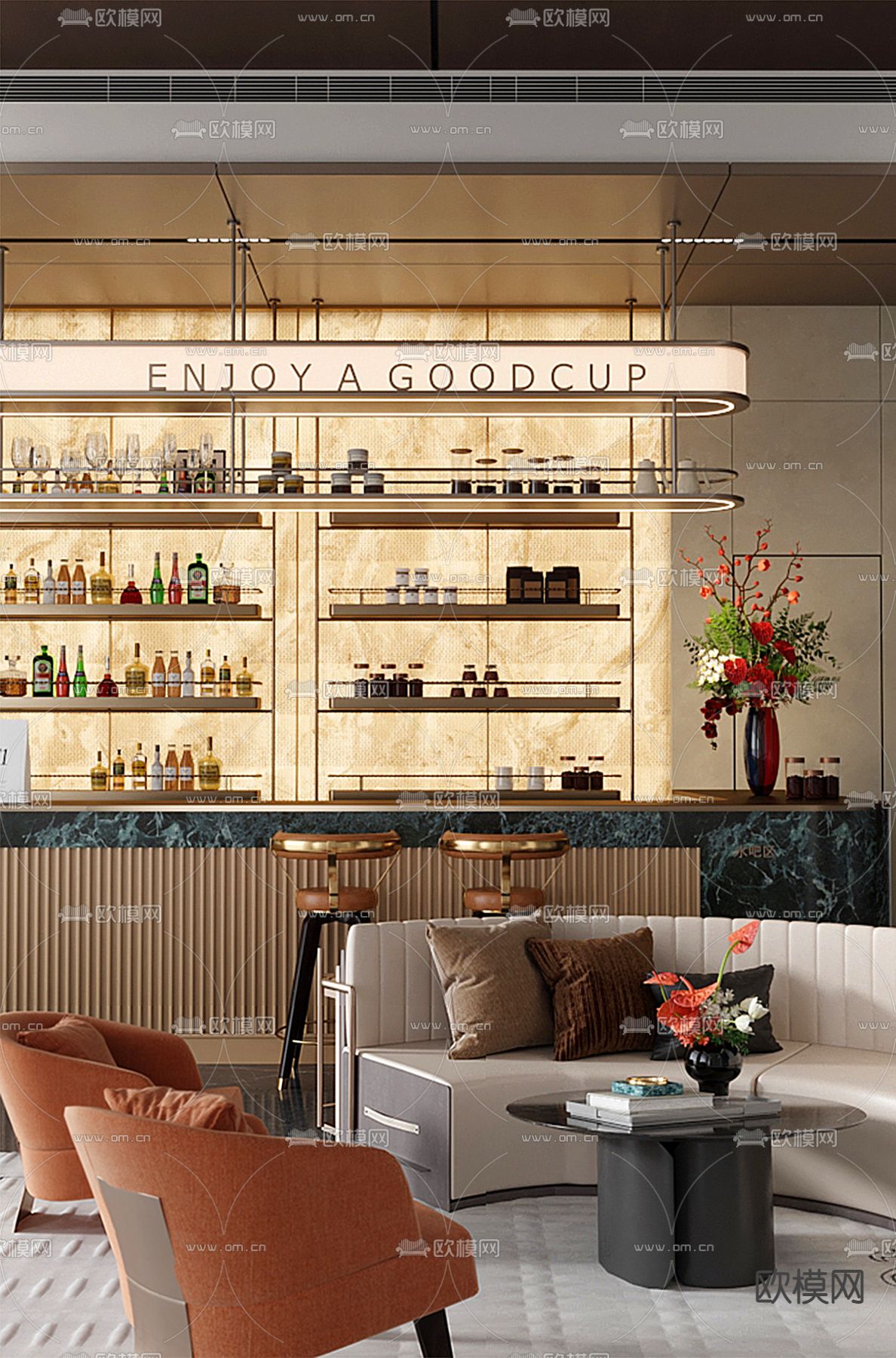 ENJOYDESIGN 售楼处水吧区su模型下载