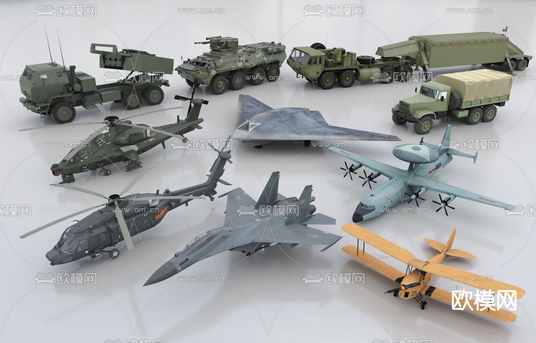 军用飞机 汽车su模型下载（渲染图2）