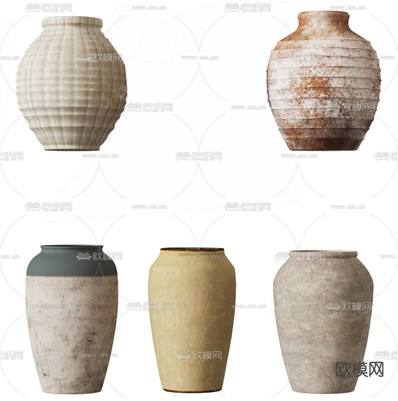 侘寂风陶瓷摆件su模型下载（渲染图2）