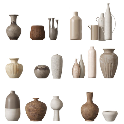  侘寂风陶瓷摆件su模型 