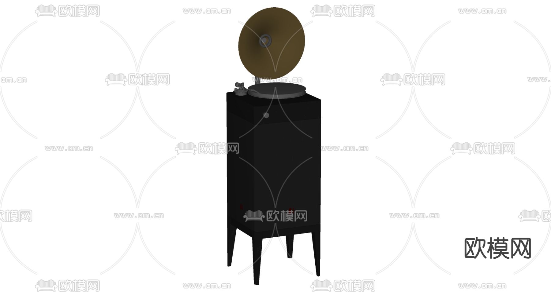 现代留声机 音响su模型下载（渲染图1）