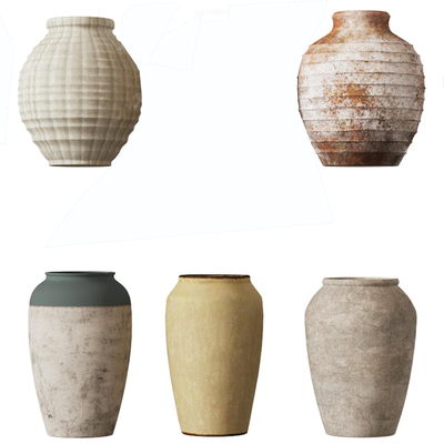  侘寂风陶瓷摆件su模型 