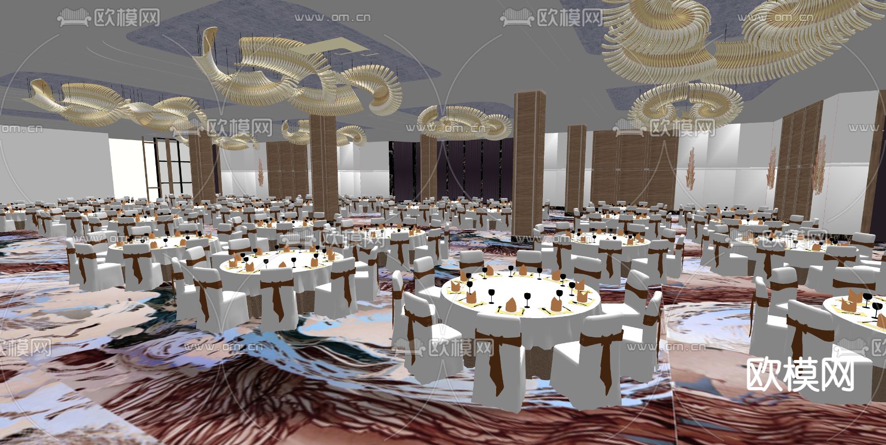 婚礼宴会厅su模型下载