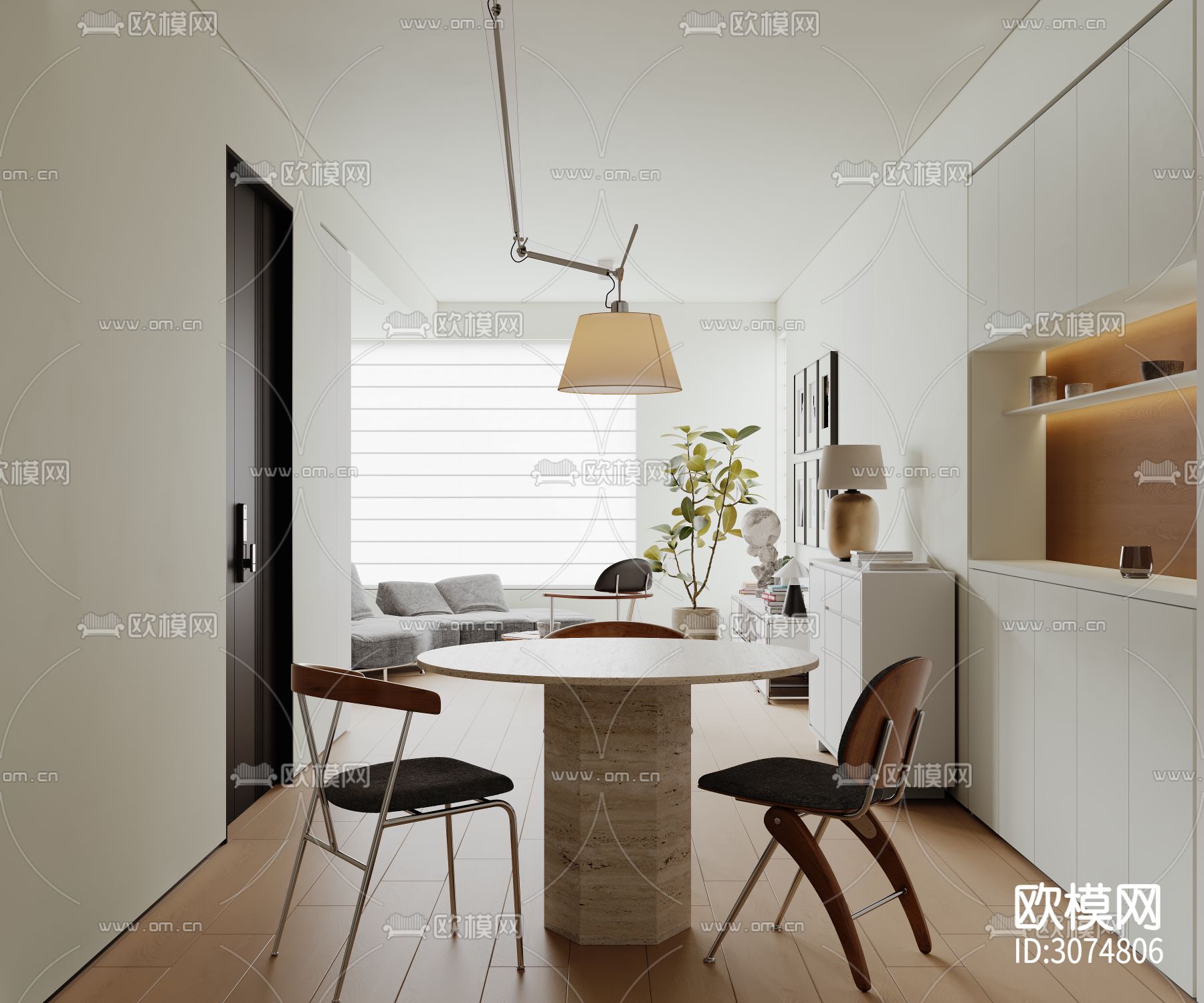 现代客厅 极简客厅效果图下载（渲染图8）