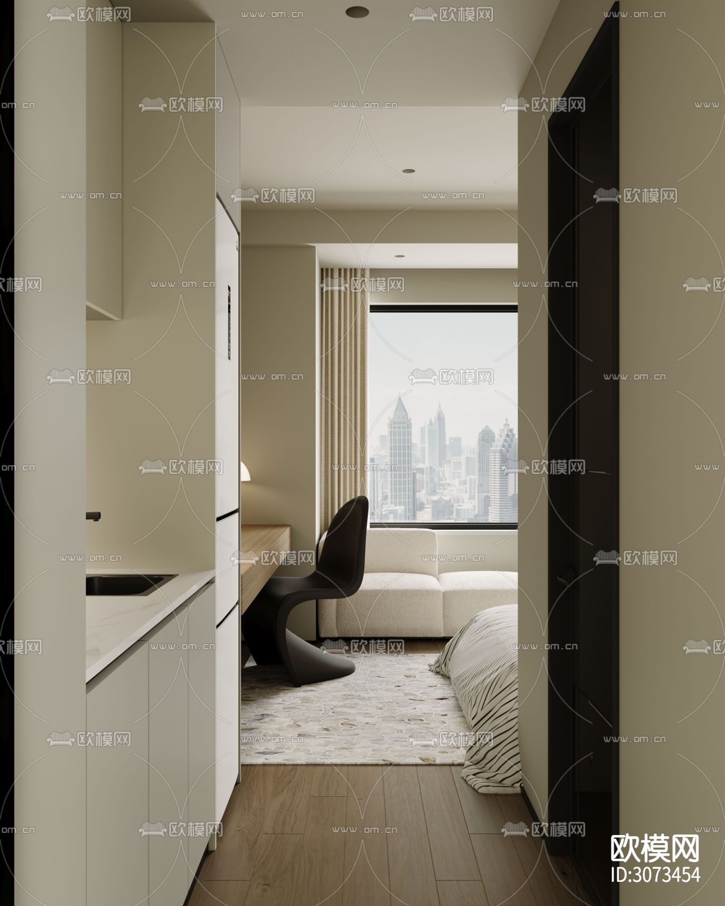 现代卧室 次卧 小孩房装修效果图下载（渲染图4）