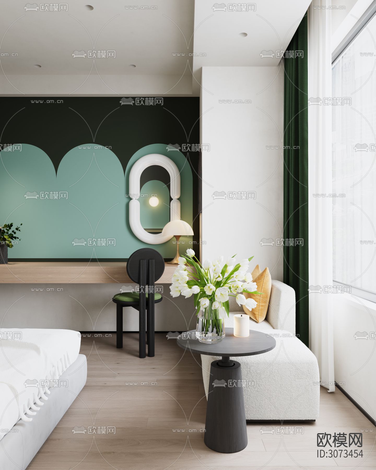 现代卧室 次卧 小孩房装修效果图下载（渲染图7）