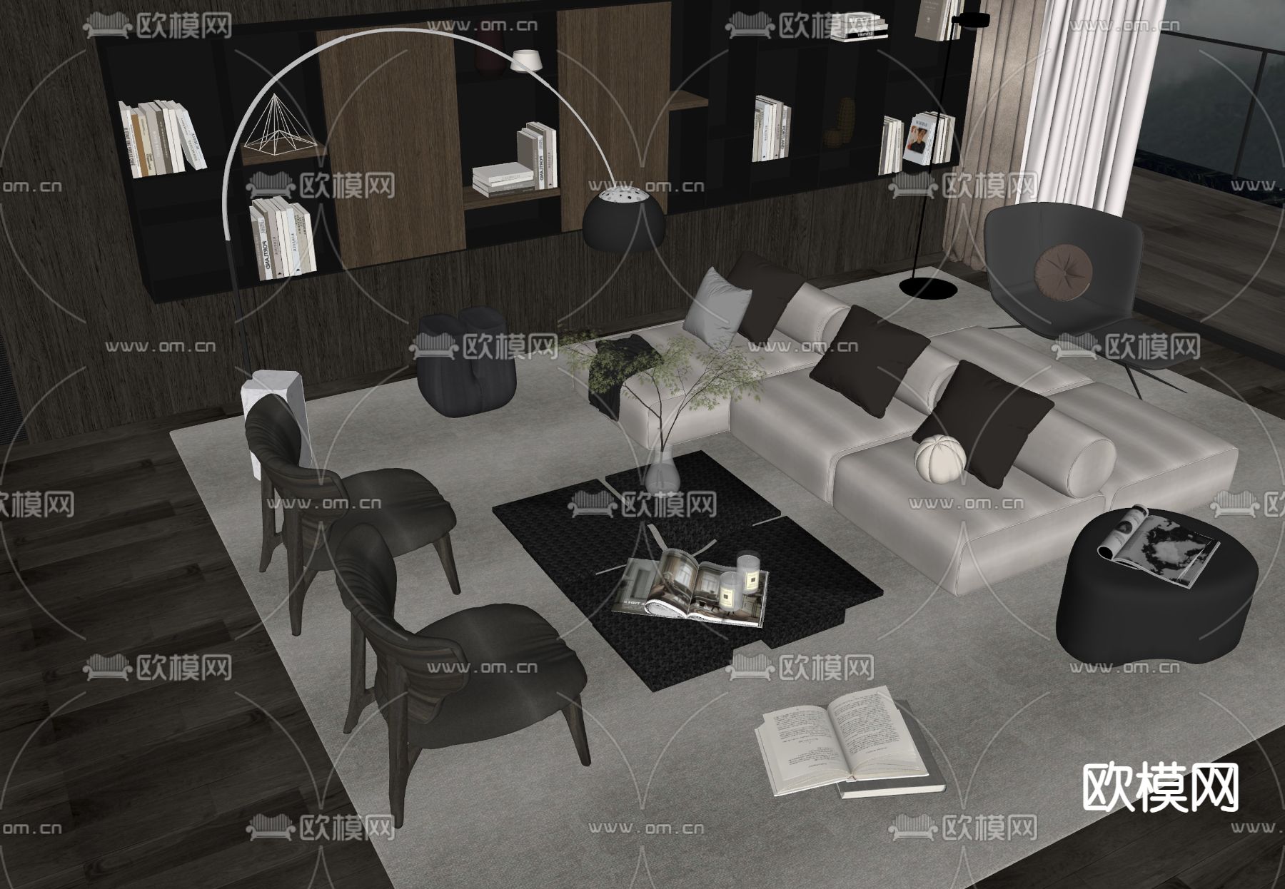 Minotti 组合沙发su模型下载（渲染图1）