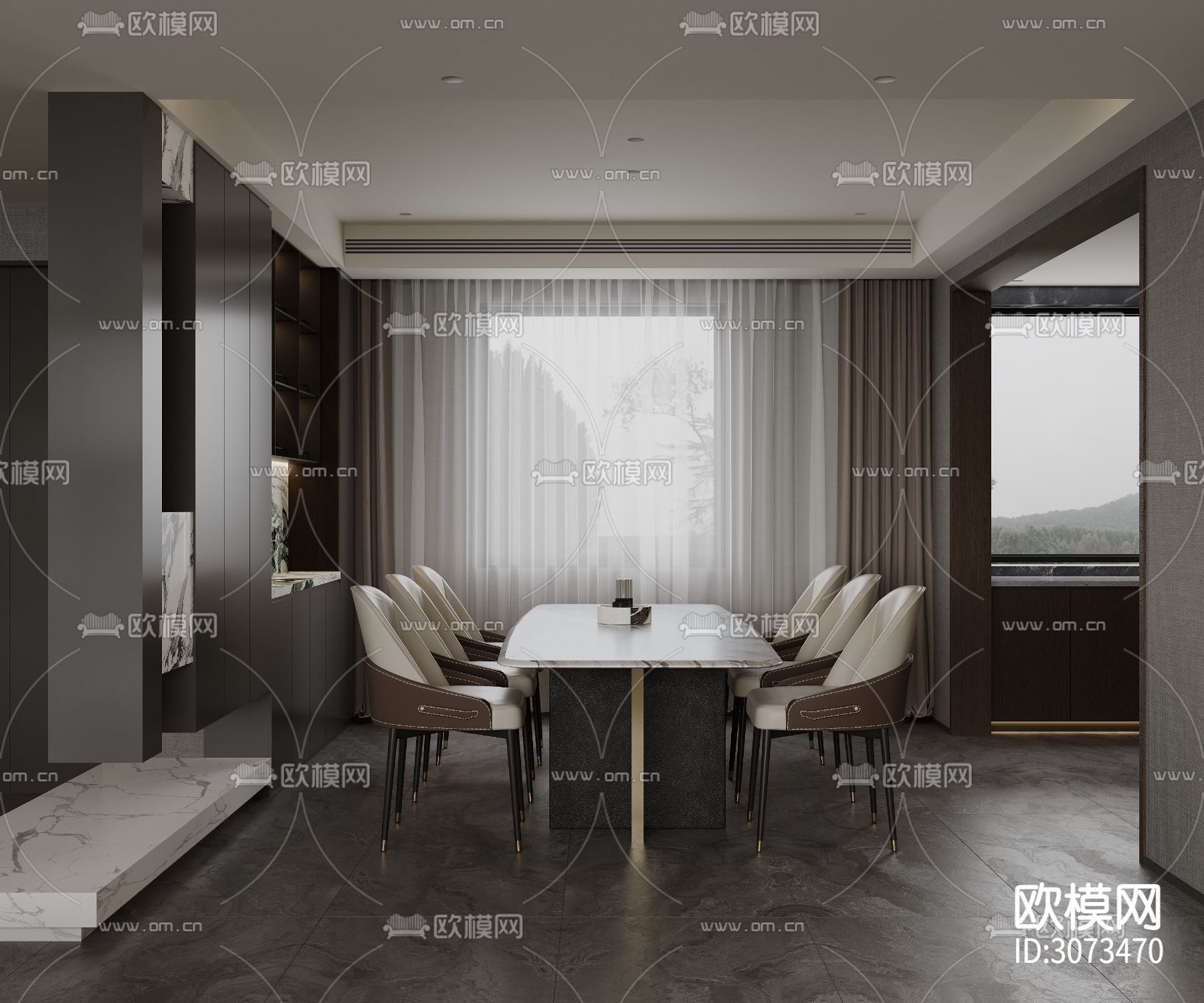 高级灰客餐厅装修效果图下载（渲染图4）