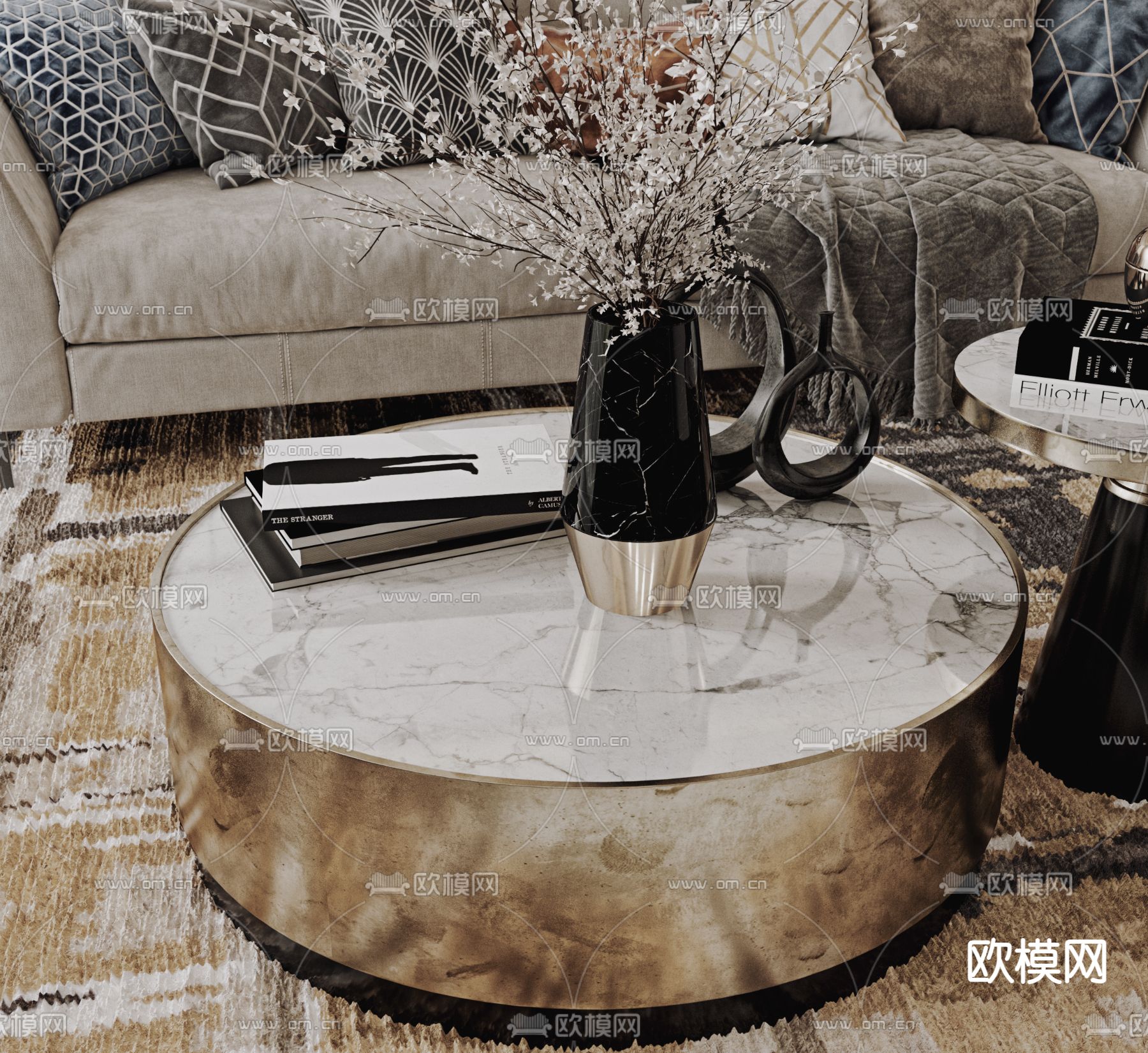 轻奢售楼处 洽谈区 售楼中心3d模型下载（渲染图4）