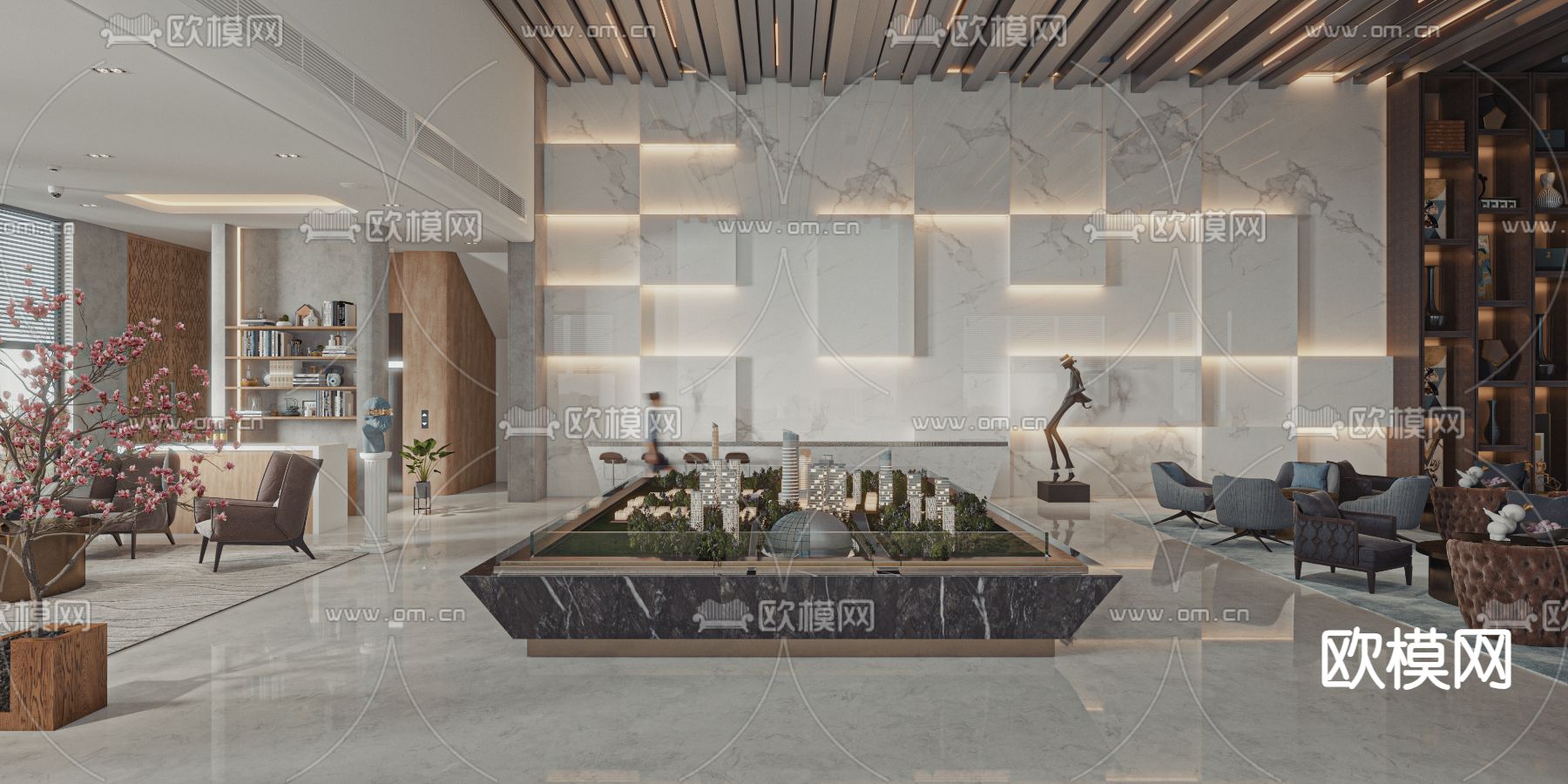 现代售楼处 沙盘区 洽谈区3d模型下载