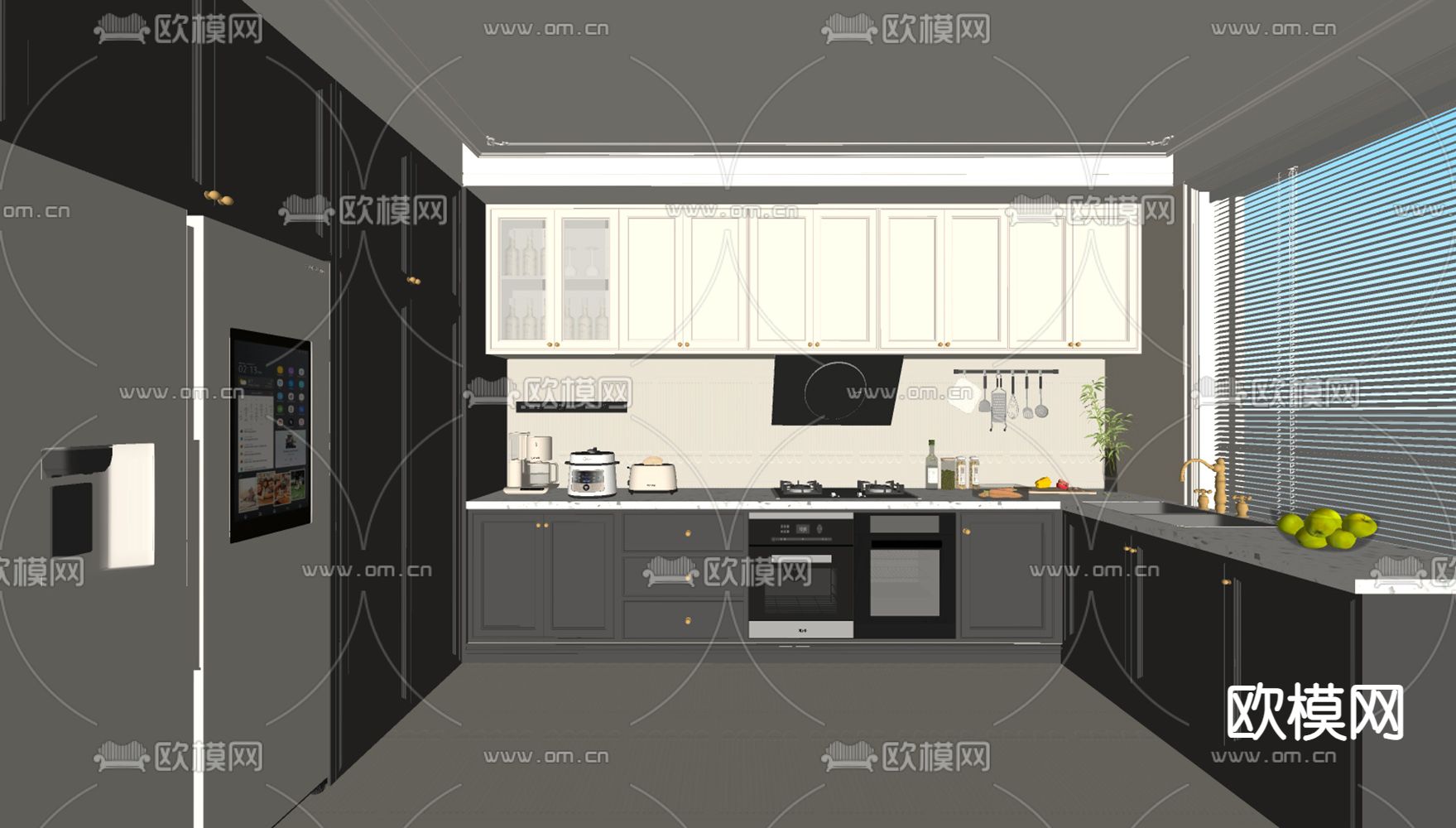 法式厨房su模型下载（渲染图1）