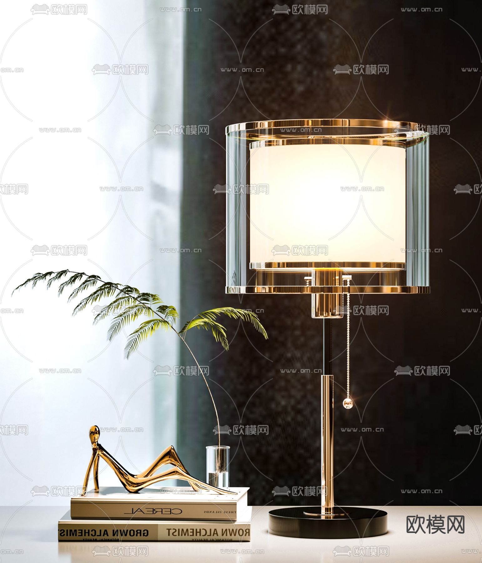轻奢台灯 玻璃台灯3d模型下载