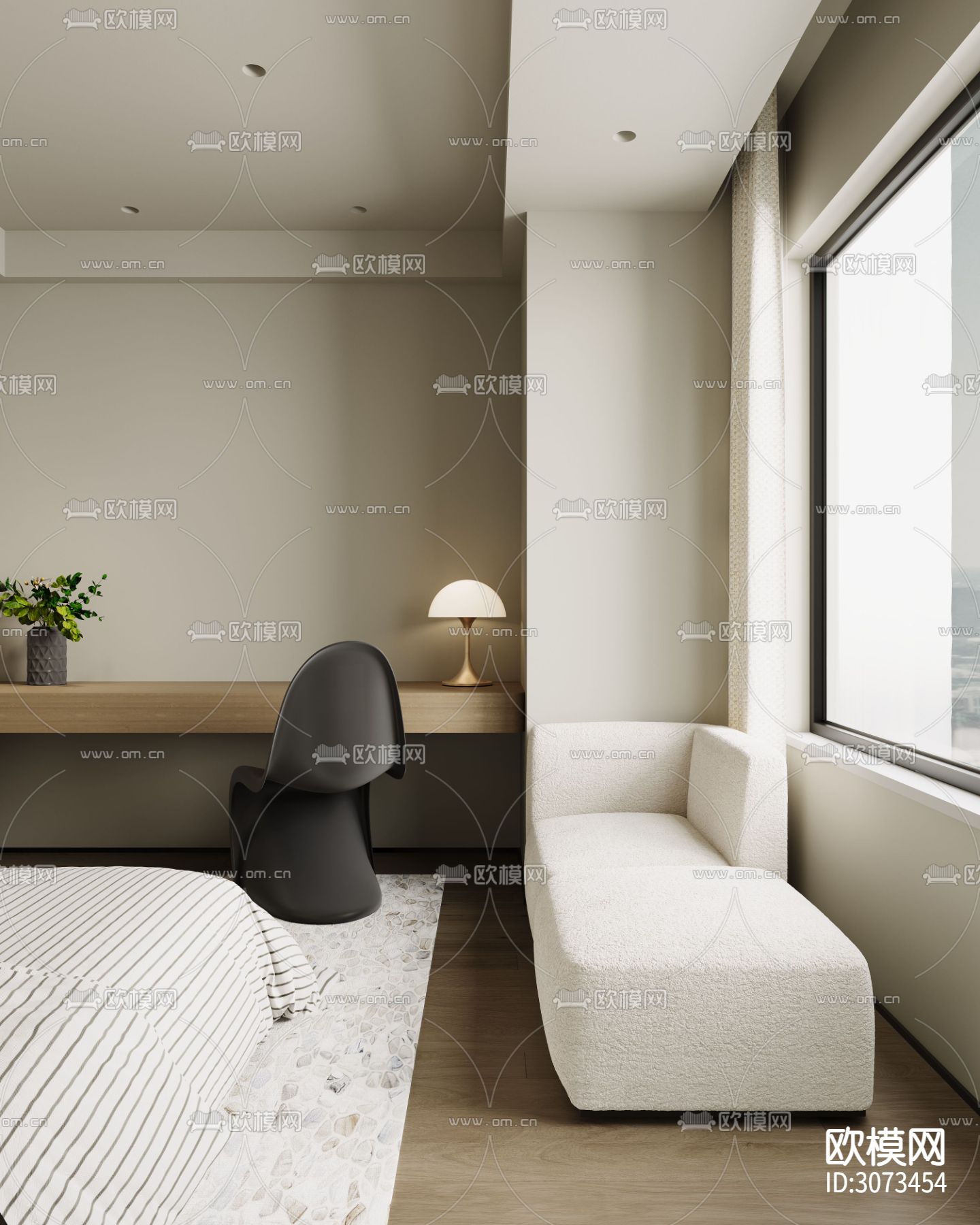 现代卧室 次卧 小孩房装修效果图下载（渲染图2）