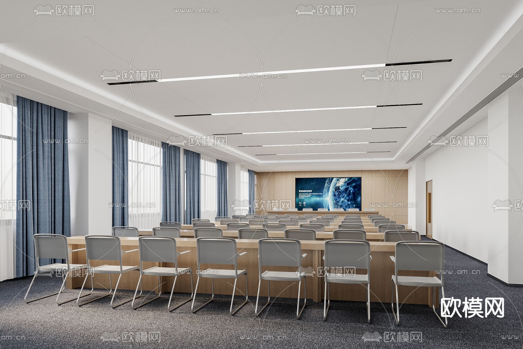 现代报告厅 会议厅3d模型下载