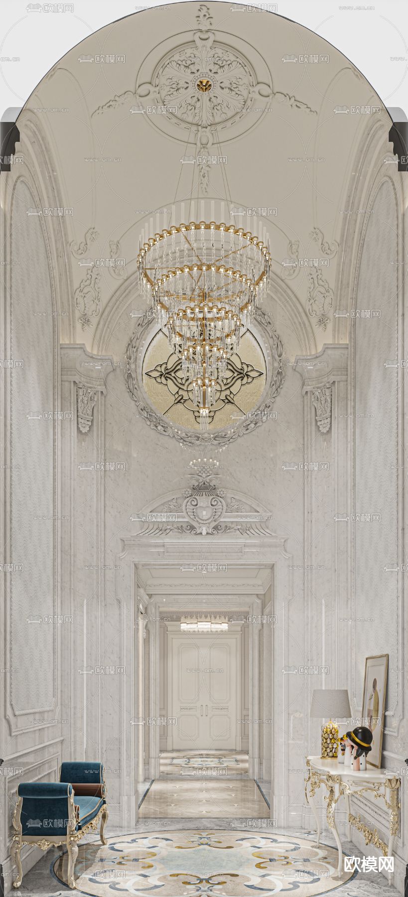 玄关过道 走廊 楼梯间3d模型下载（渲染图2）