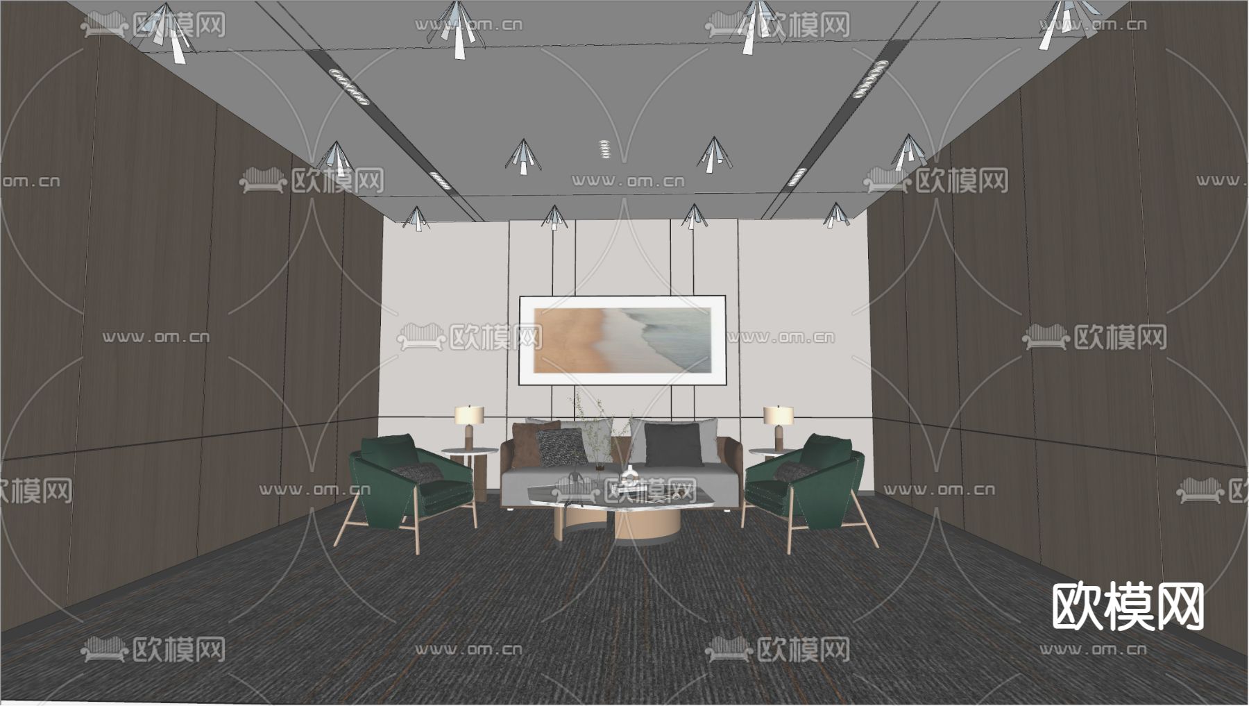 现代贵宾接待室 会客厅su模型下载