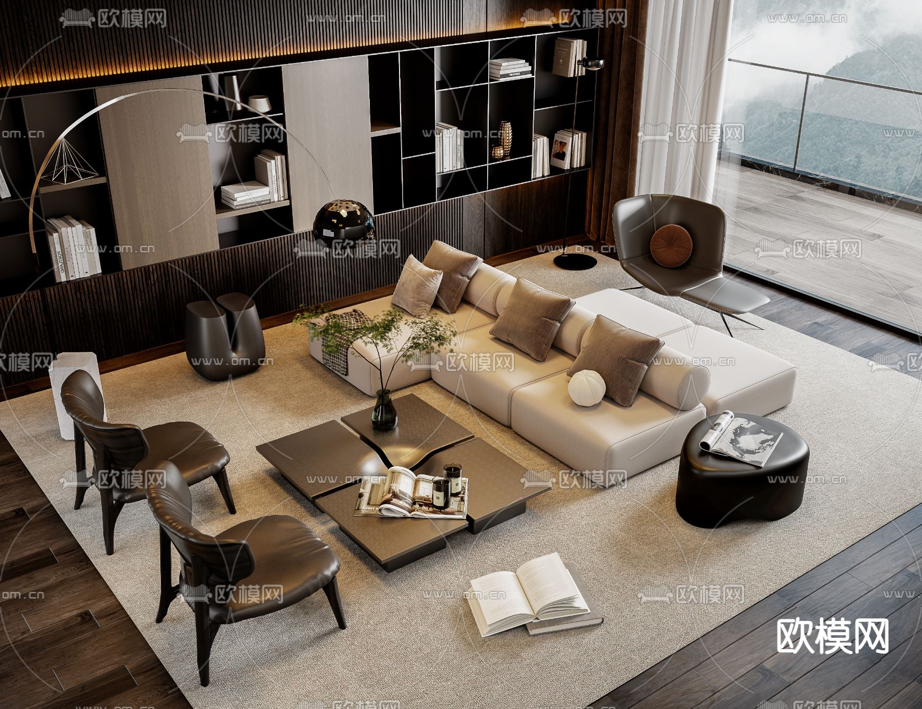 Minotti 组合沙发su模型下载（渲染图2）
