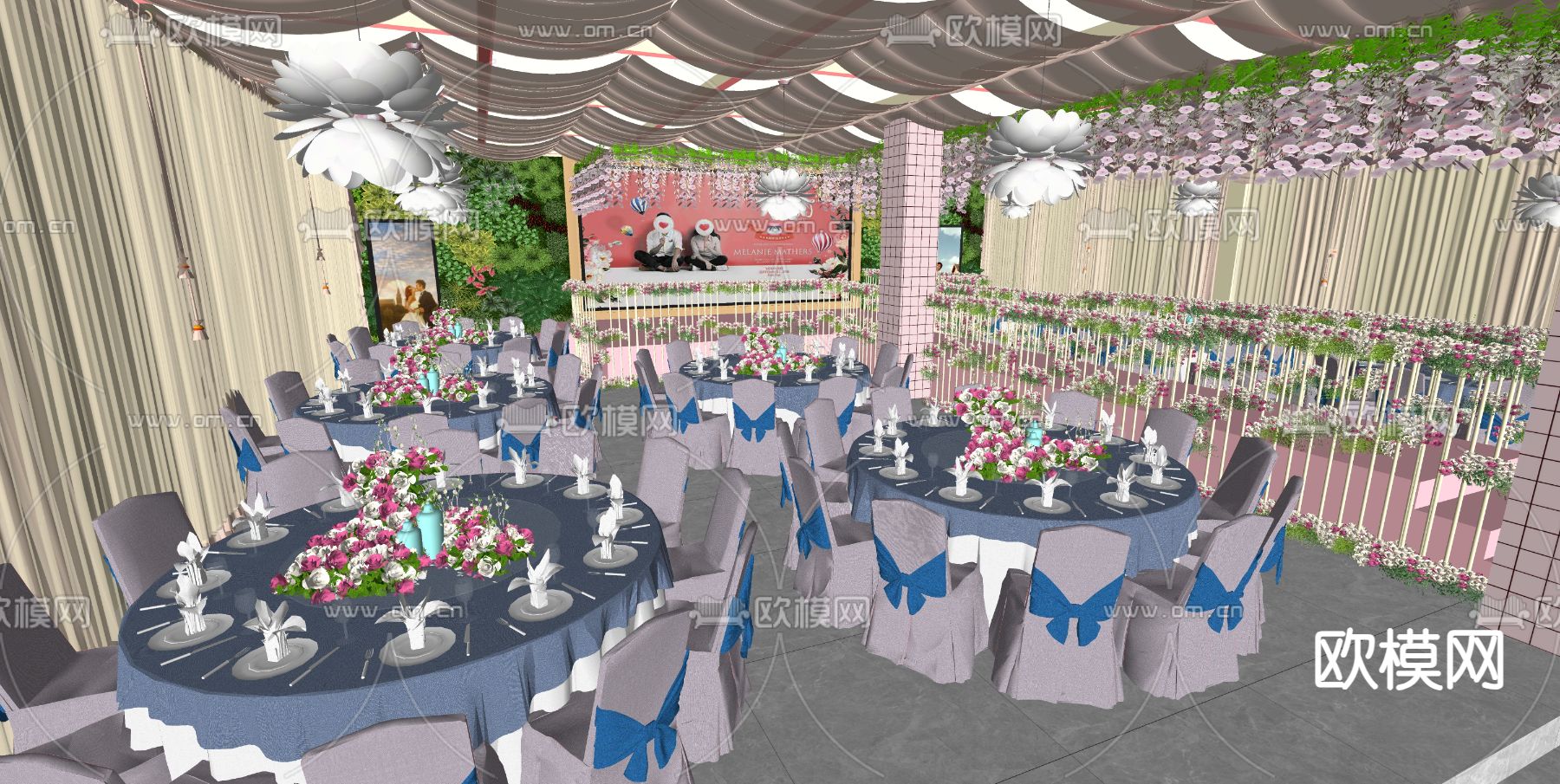 婚礼宴会厅su模型下载