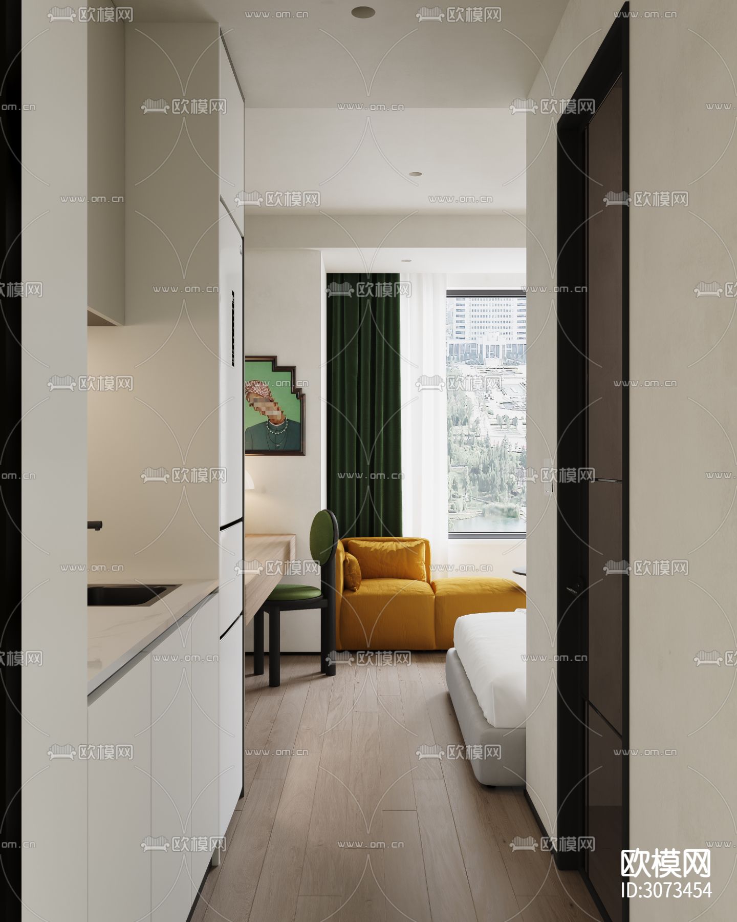 现代卧室 次卧 小孩房装修效果图下载（渲染图6）