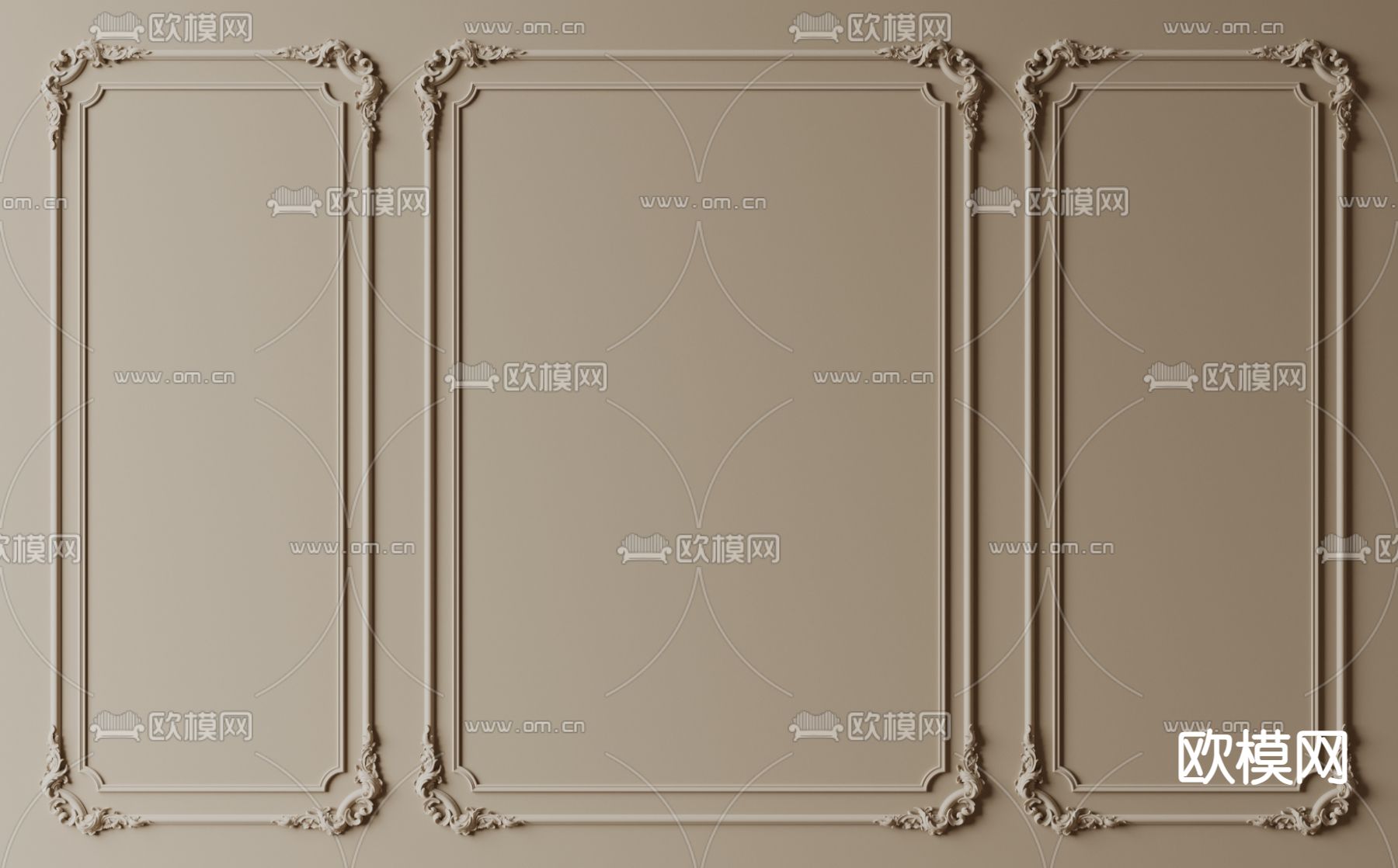 法式护墙板 石膏线3d模型下载