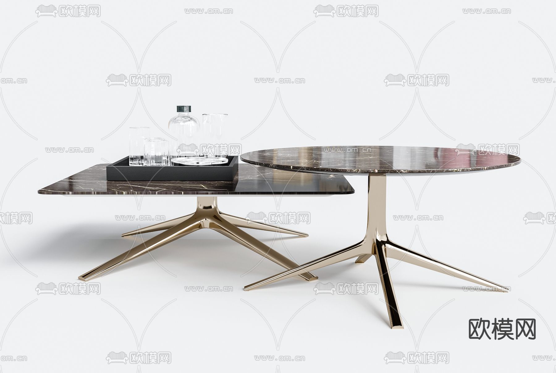 轻奢子母茶几3d模型下载