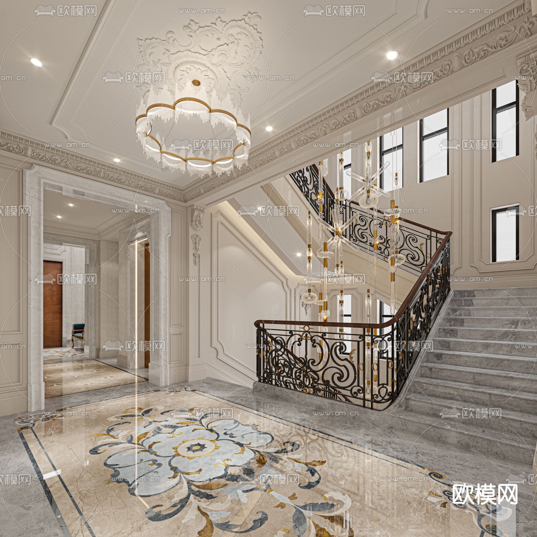 玄关过道 走廊 楼梯间3d模型下载（渲染图1）