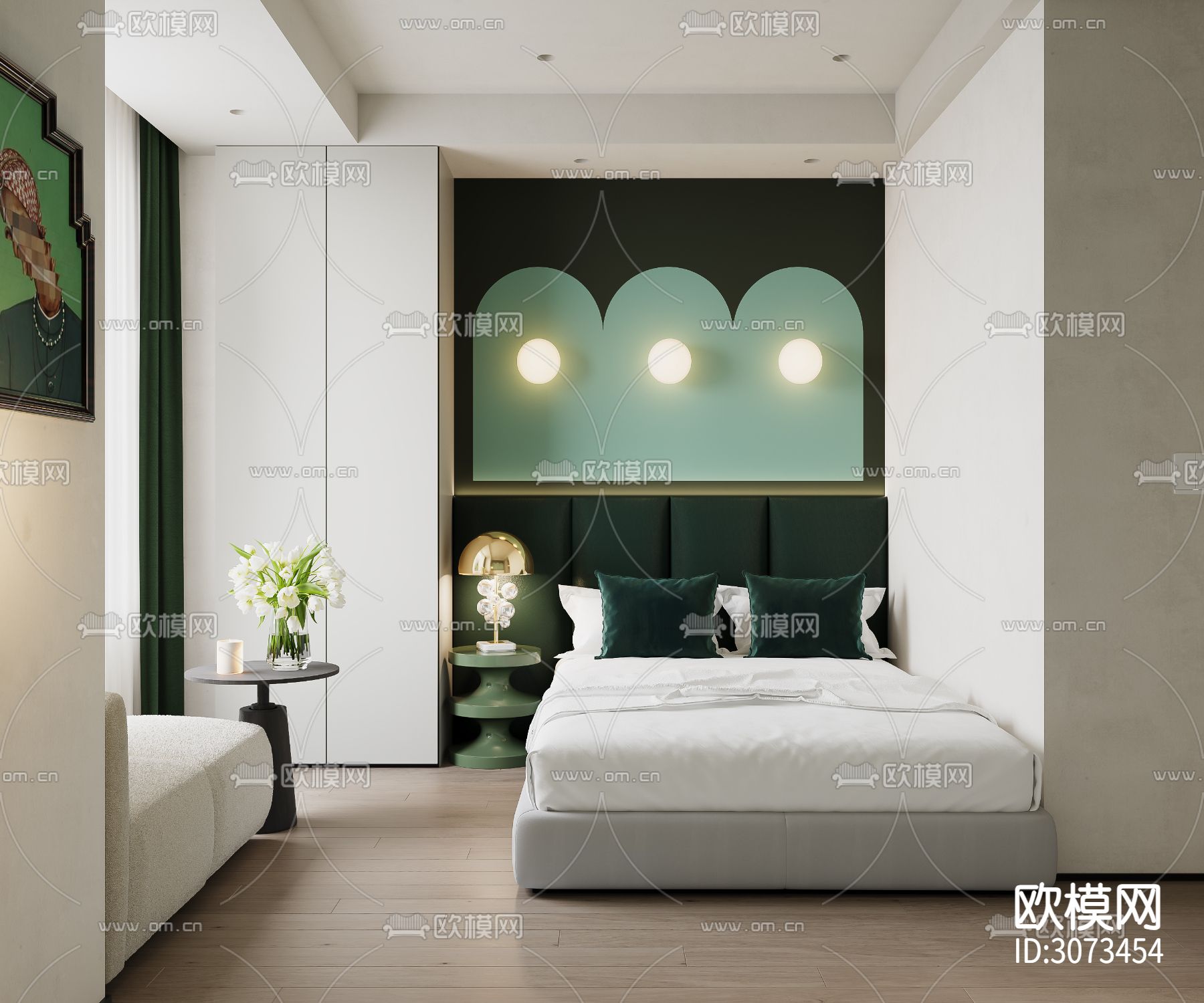 现代卧室 次卧 小孩房装修效果图下载（渲染图3）