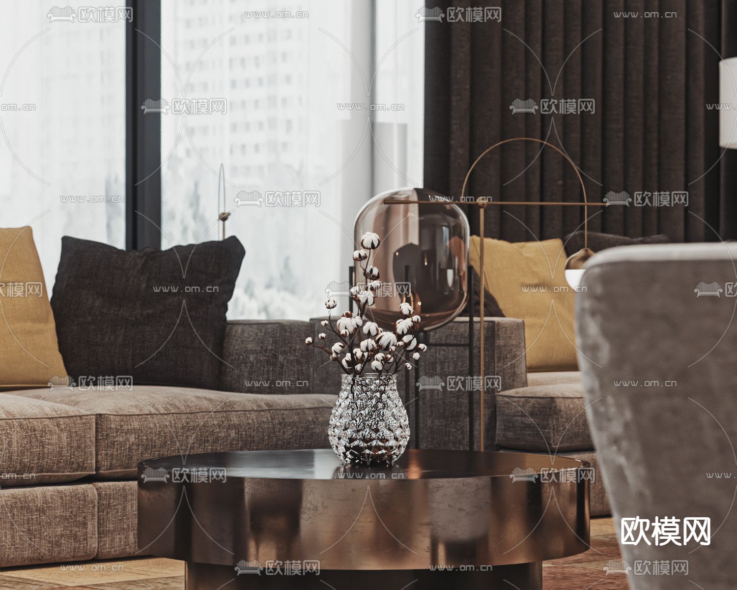 轻奢售楼处 洽谈区 售楼中心3d模型下载（渲染图3）