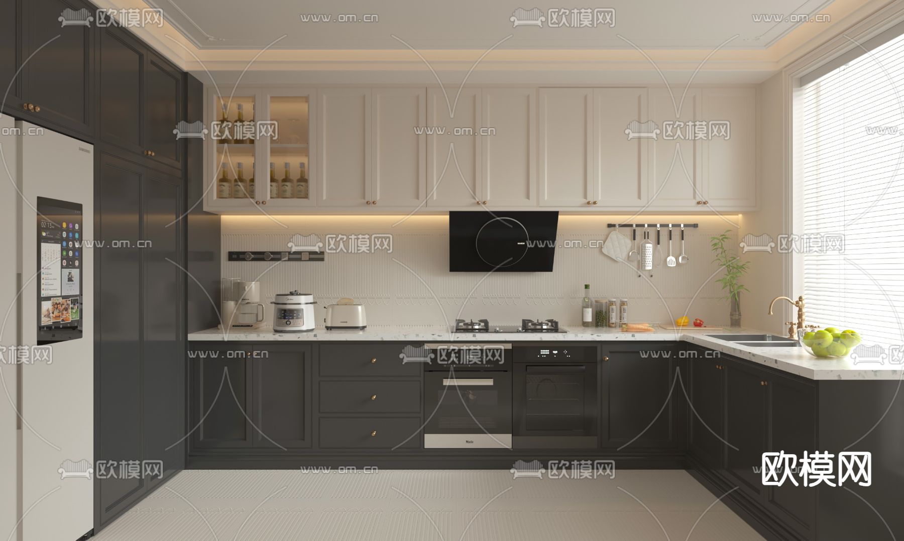 法式厨房su模型下载（渲染图2）