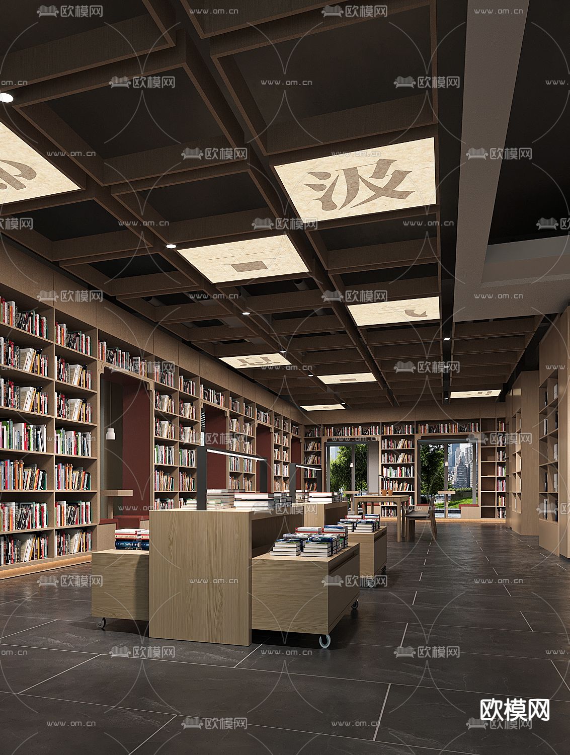 现代书店 城市书吧su模型下载（渲染图4）