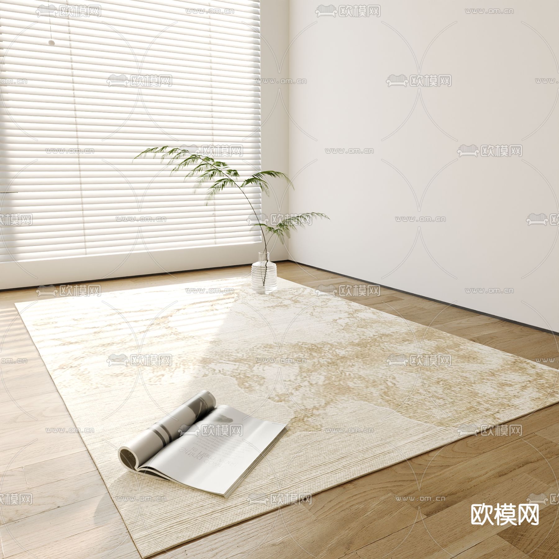 新中式地毯 方毯3d模型下载