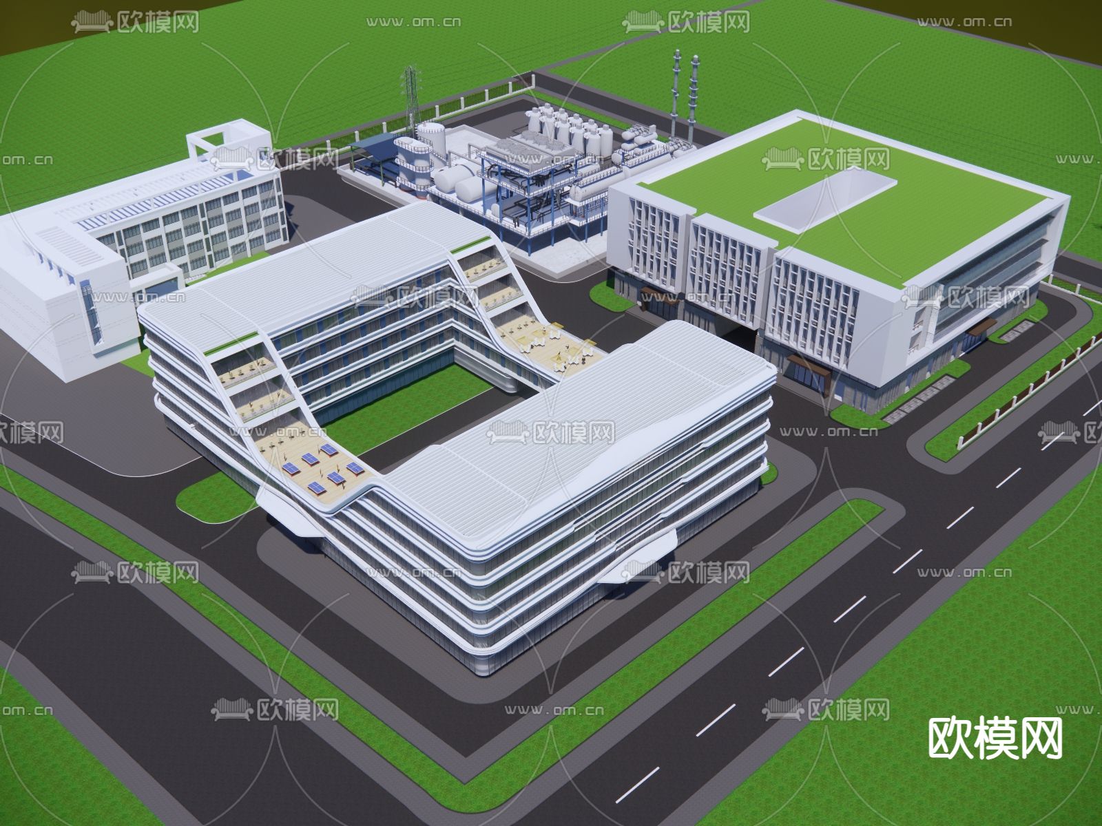 办公建筑 产业园su模型下载（渲染图3）