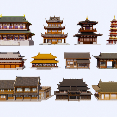  中式古建筑 阁楼 亭台楼阁su模型 