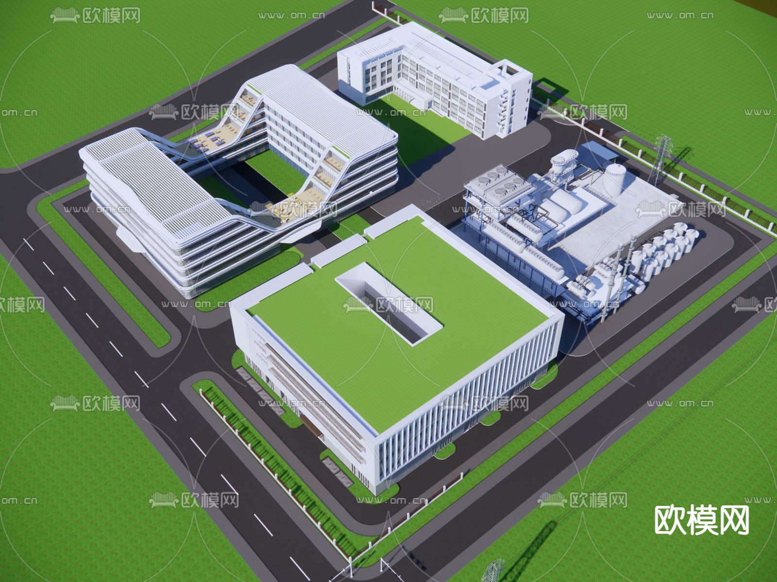 办公建筑 产业园su模型下载（渲染图2）