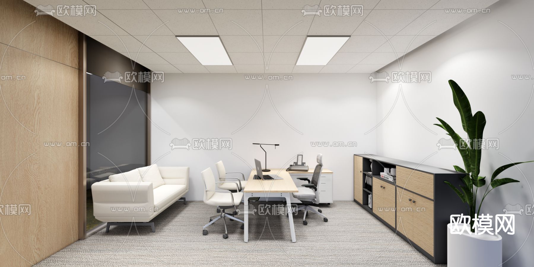 独立办公室su模型下载（渲染图2）