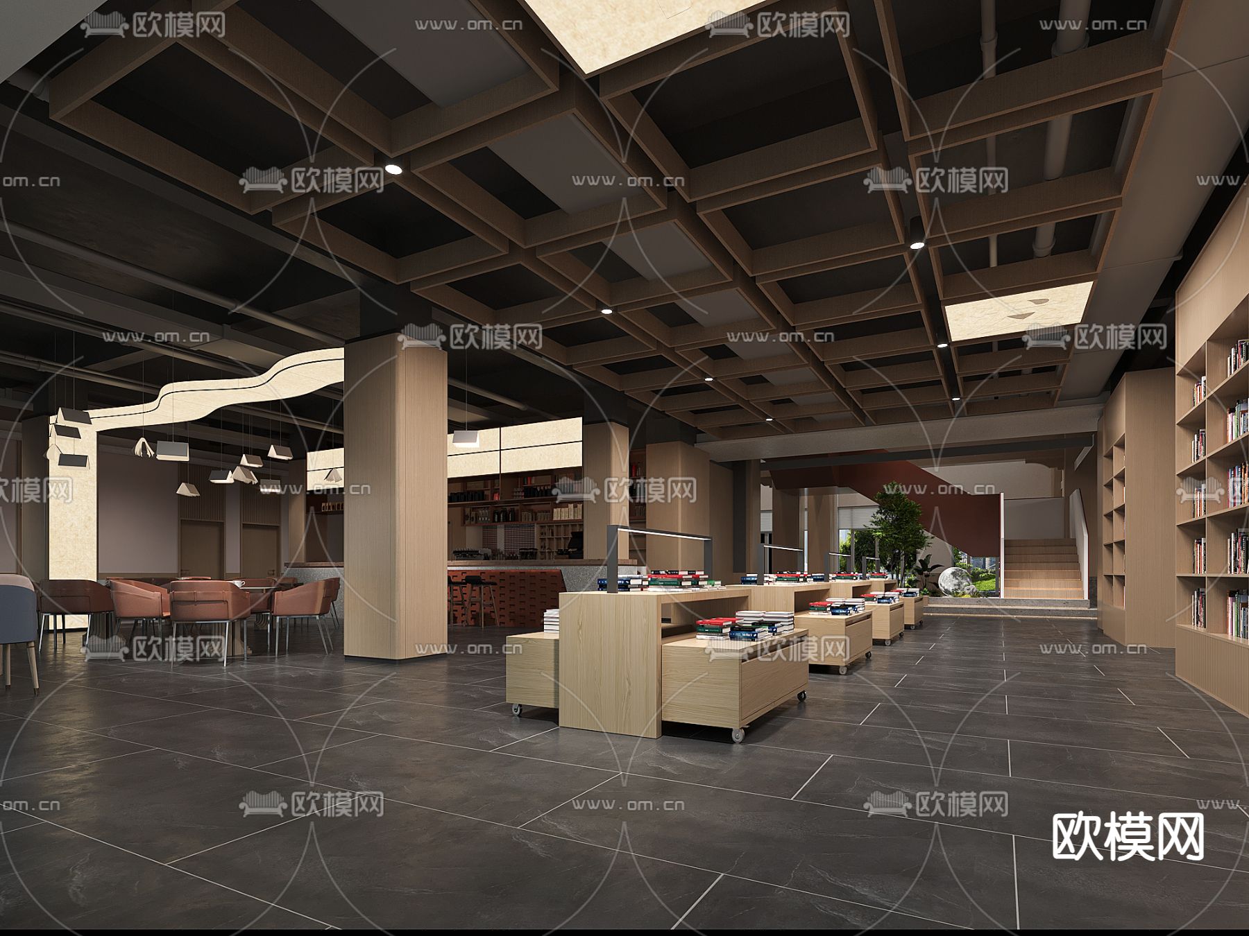 现代书店 城市书吧su模型下载（渲染图5）