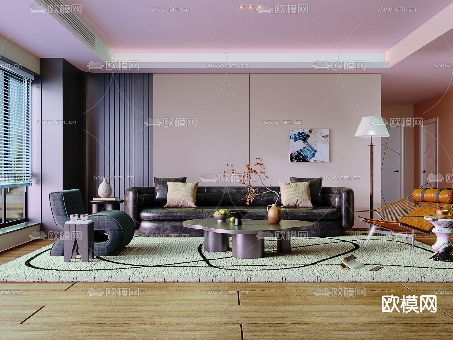 后现代客厅3d模型下载