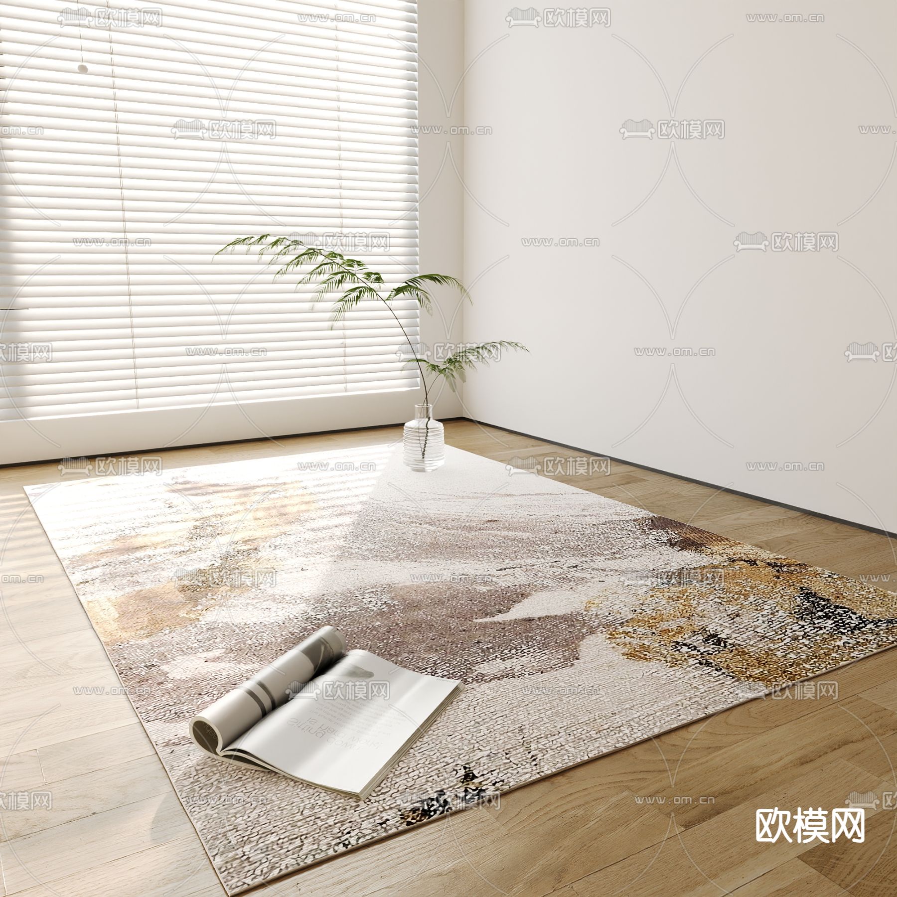 新中式地毯 方毯3d模型下载