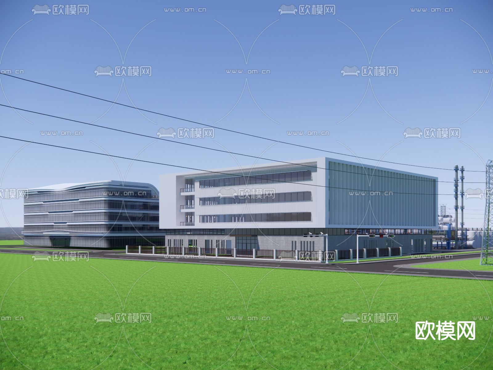 办公建筑 产业园su模型下载（渲染图4）