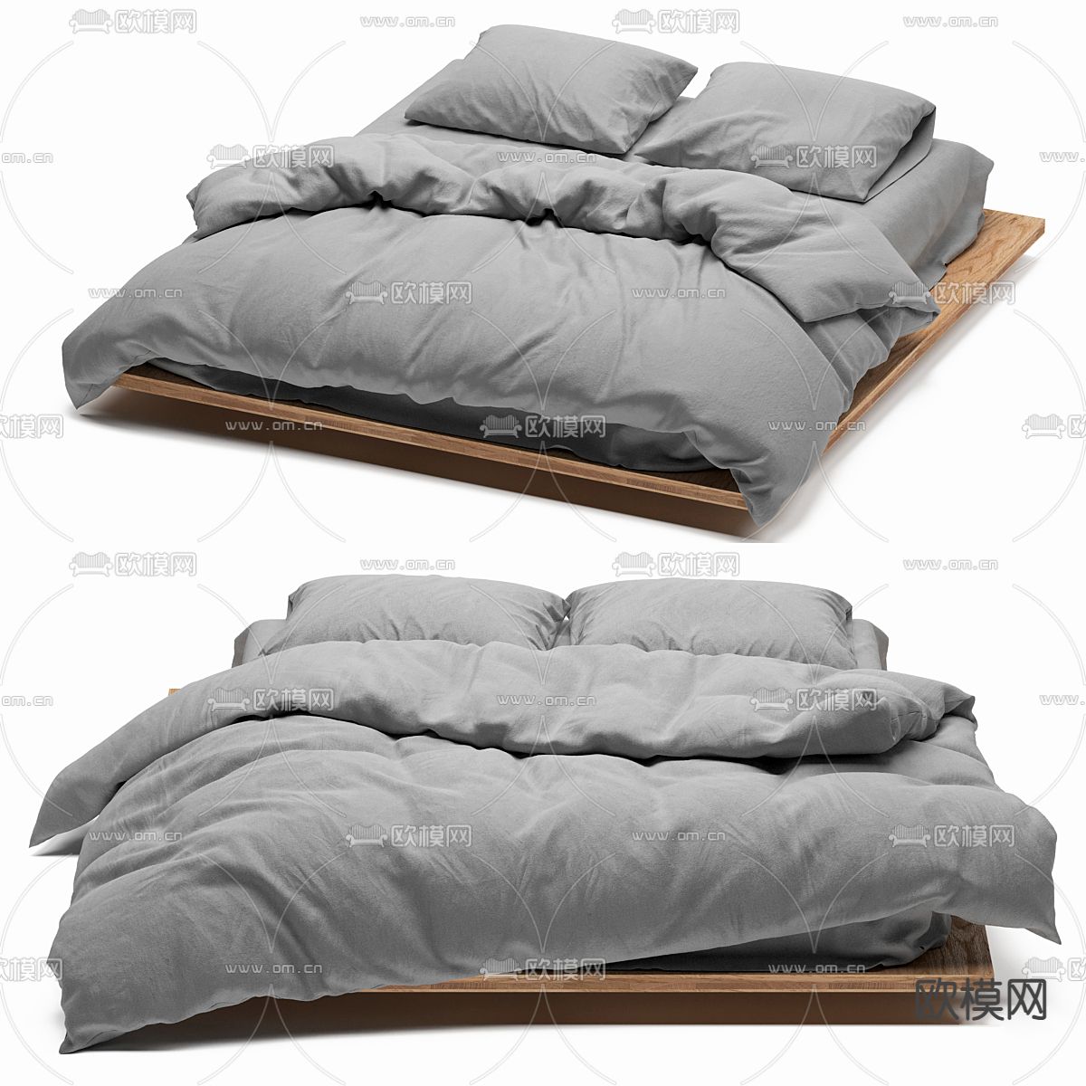 minimalistic 榻榻米双人床3d模型下载