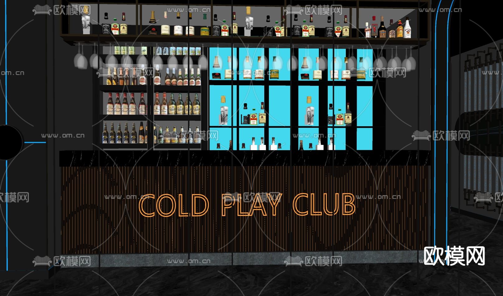 KTV水吧台 酒吧su模型下载（渲染图1）