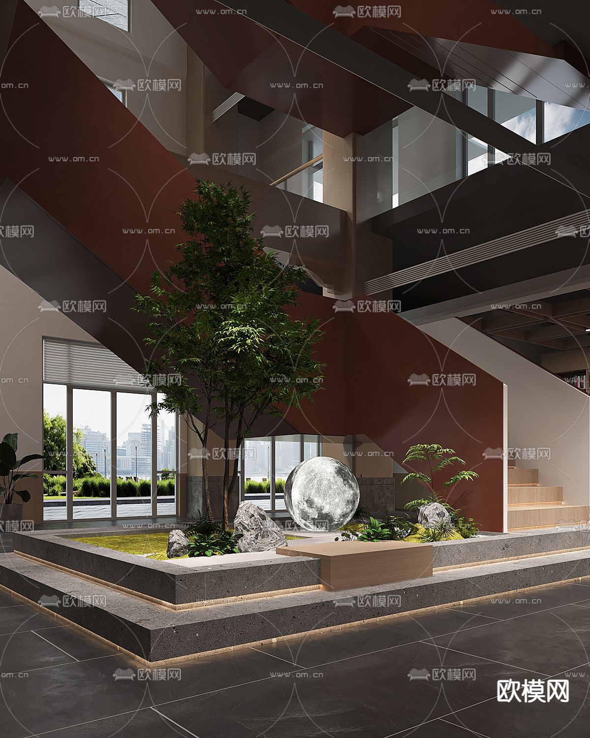 现代书店 城市书吧su模型下载（渲染图3）