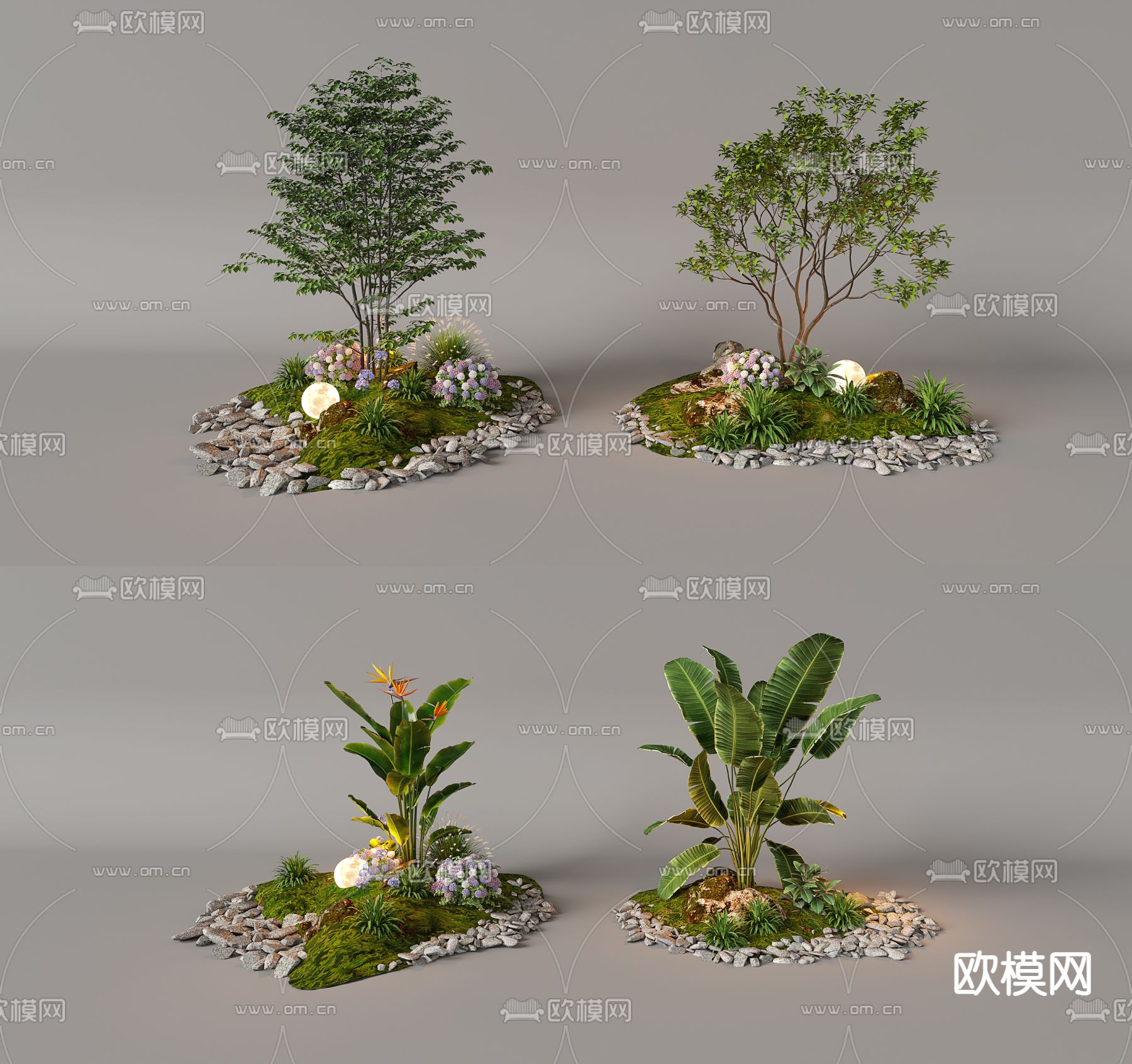 植物堆 室内造景 微地形3d模型下载
