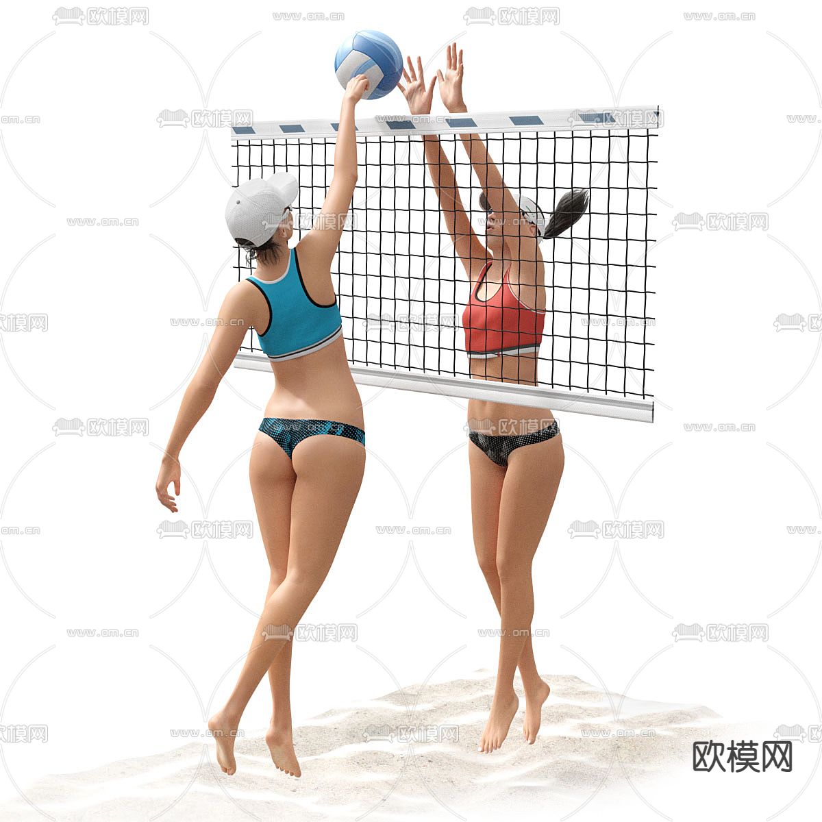 现代排球人物 沙滩排球3d模型下载（渲染图2）