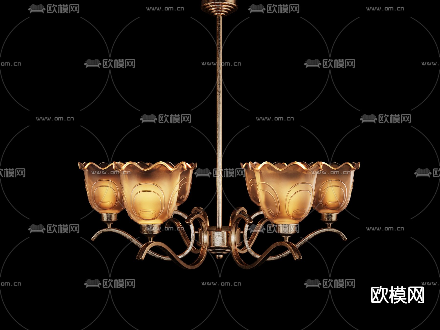 美式吊灯 中古风吊灯3d模型下载