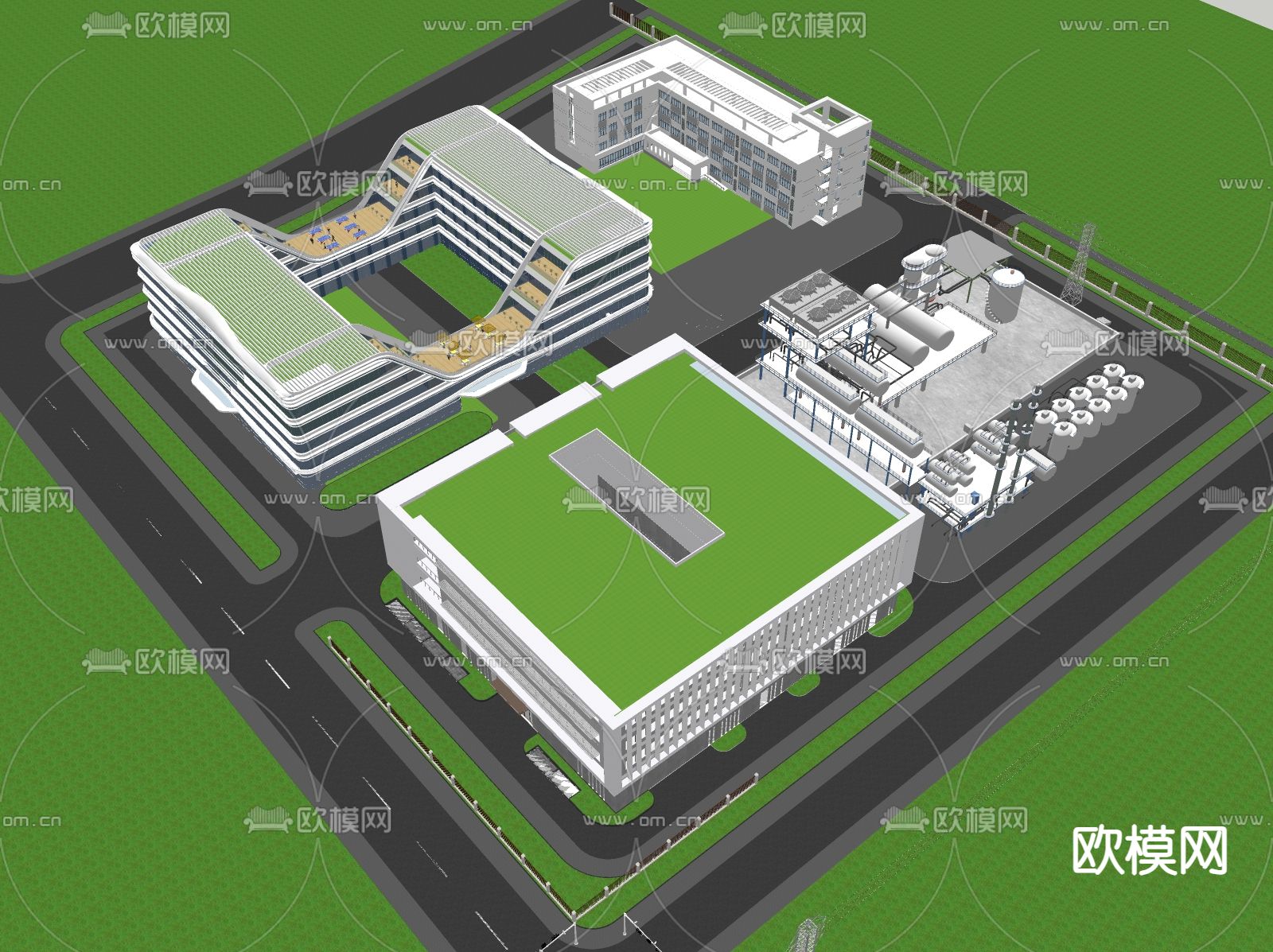 办公建筑 产业园su模型下载（渲染图1）