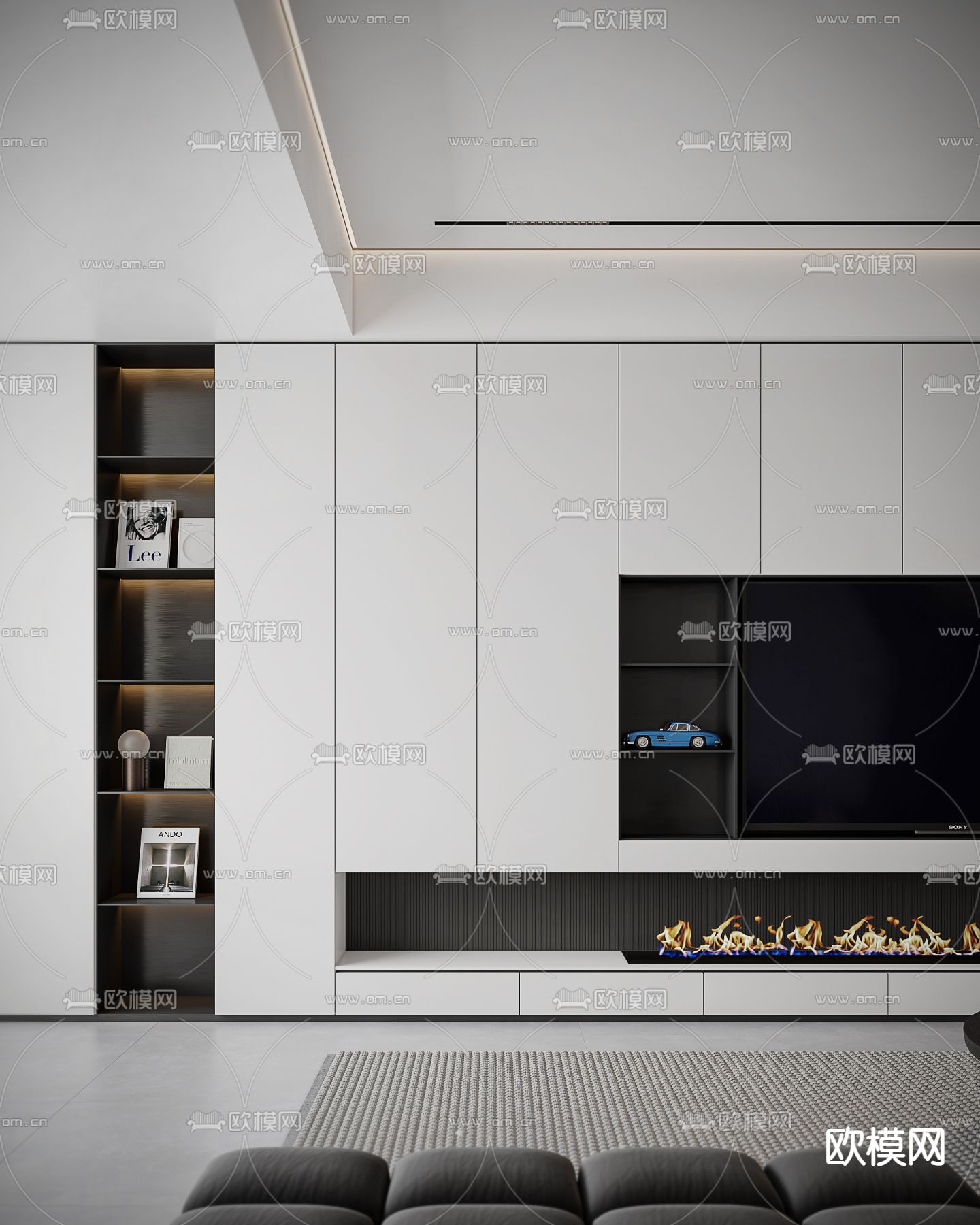 高级灰客餐厅3d模型下载（渲染图2）